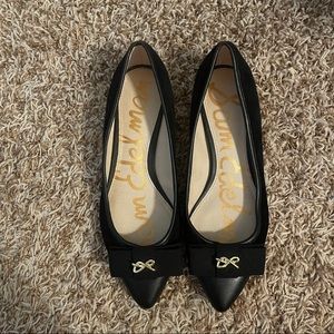 Sam Edelman Lizzy Black Suede Pointy Toe Flats with a Bow Size 7 Womens